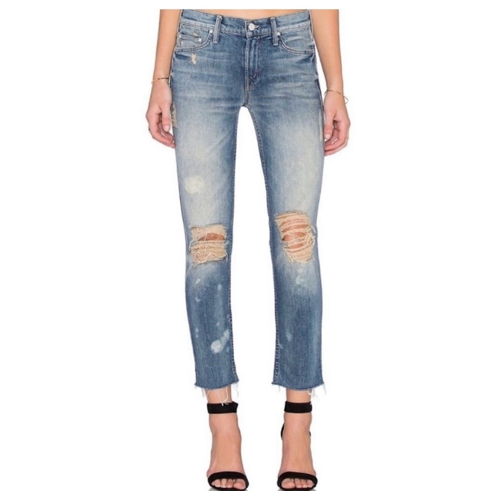 MOTHER The Dropout Fray Straight Denim Jeans - Reckless Wash - 27
